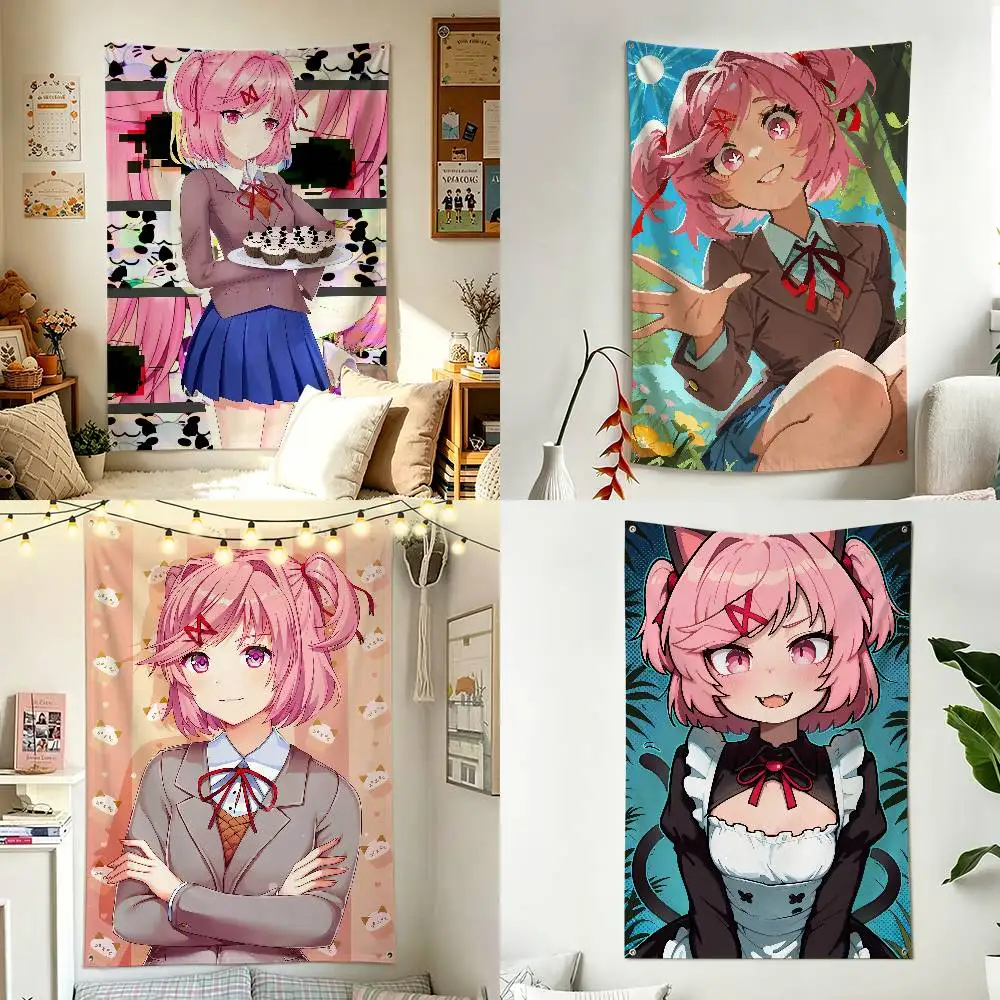 Cute D-Ddlc N-Natsuki Doki Home Decor Wall Hanging Vertical Flags Indoor Outdoor Background Tapestry