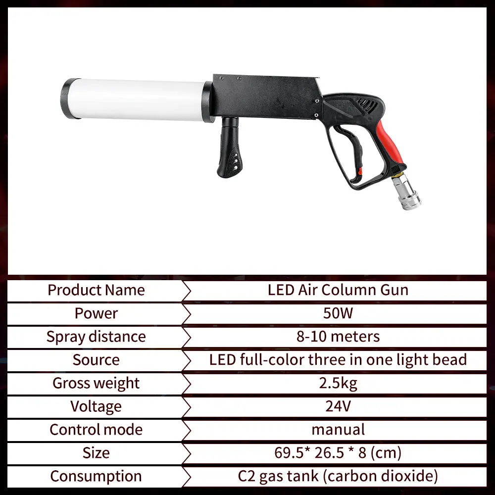 Pistol kolom Gas karbon dioksida genggam, 3M pipa Led Rgb Co2 Gun Jet kabut mesin efek panggung Somke Gun untuk Dj Disco Party Club