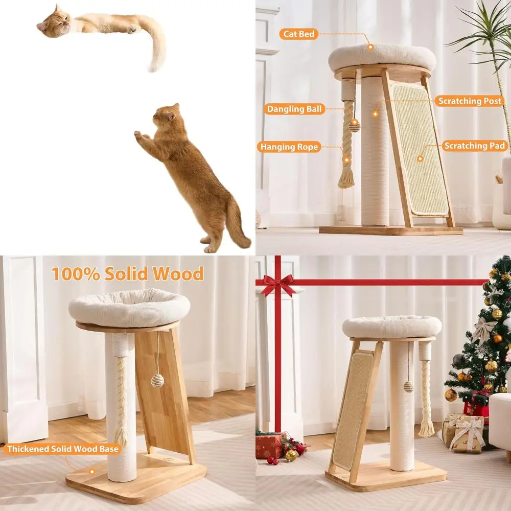 

Compact Corner Cat Tower with Scratching Post, Bed, Dangling Ball, and Interactive Rope for Indoor Cats