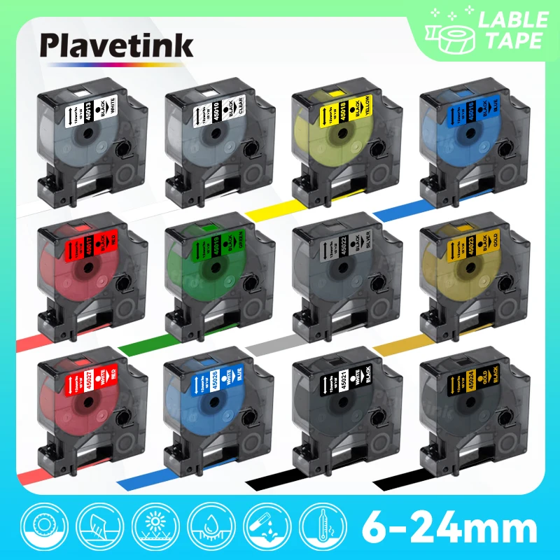 PLAVETINK Multicolor 45013 45010 45016 Compatible for Dymo D1 label tape 45018 12mm ribbon for Dymo LabelManager 210D 160 280