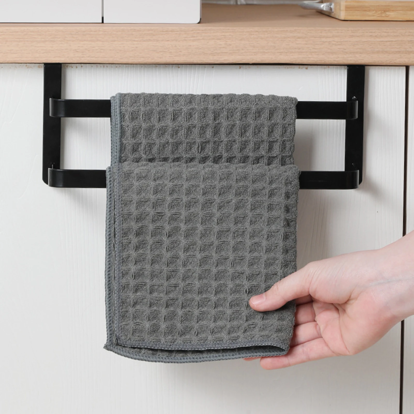 

Towel Rod Over Cabinet Towel Rack Storage Organizer Bathroom Door Hanging Towel Rack Kitchen Cabinet Punch-free Rag Hanger