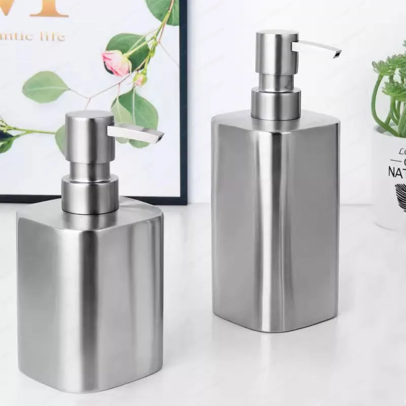 زجاجة محلول من الفولاذ المقاوم للصدأ 304، موزع لوشن، موزع صابون، زجاجة معقم لليدين، زجاجة فرعية غير لامعة 500 مل