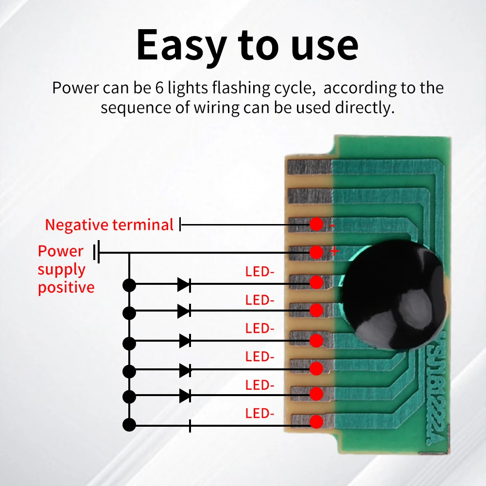 5PCS 6-LED DC 3-5V Flash Chip LED Driver Board 6-Way LED Flashing Running Light Scrolling Light Control Module DIY