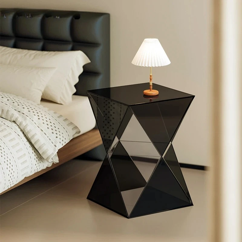 Diamond Shape Black Tea Brown Acrylic Coffee Table Color Custom Bedside Table Home Hotel Acrylic Side Table