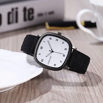Relojes de lujo con esfera grande, reloj de cuarzo para hombre y mujer, moda informal, correa de cuero esmerilado, regalo para estudiantes, relojes de pulsera de cuarzo