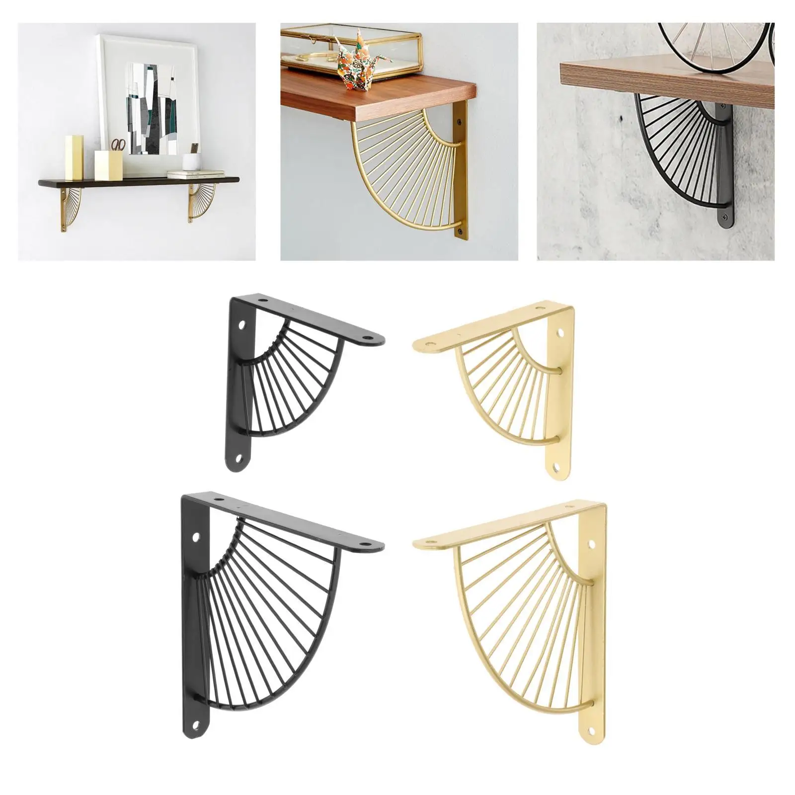 Metal Wall Mount Shelf Bracket Decorative Heavy Duty Support Corner Brace for Bathroom Bookshelf Hardware