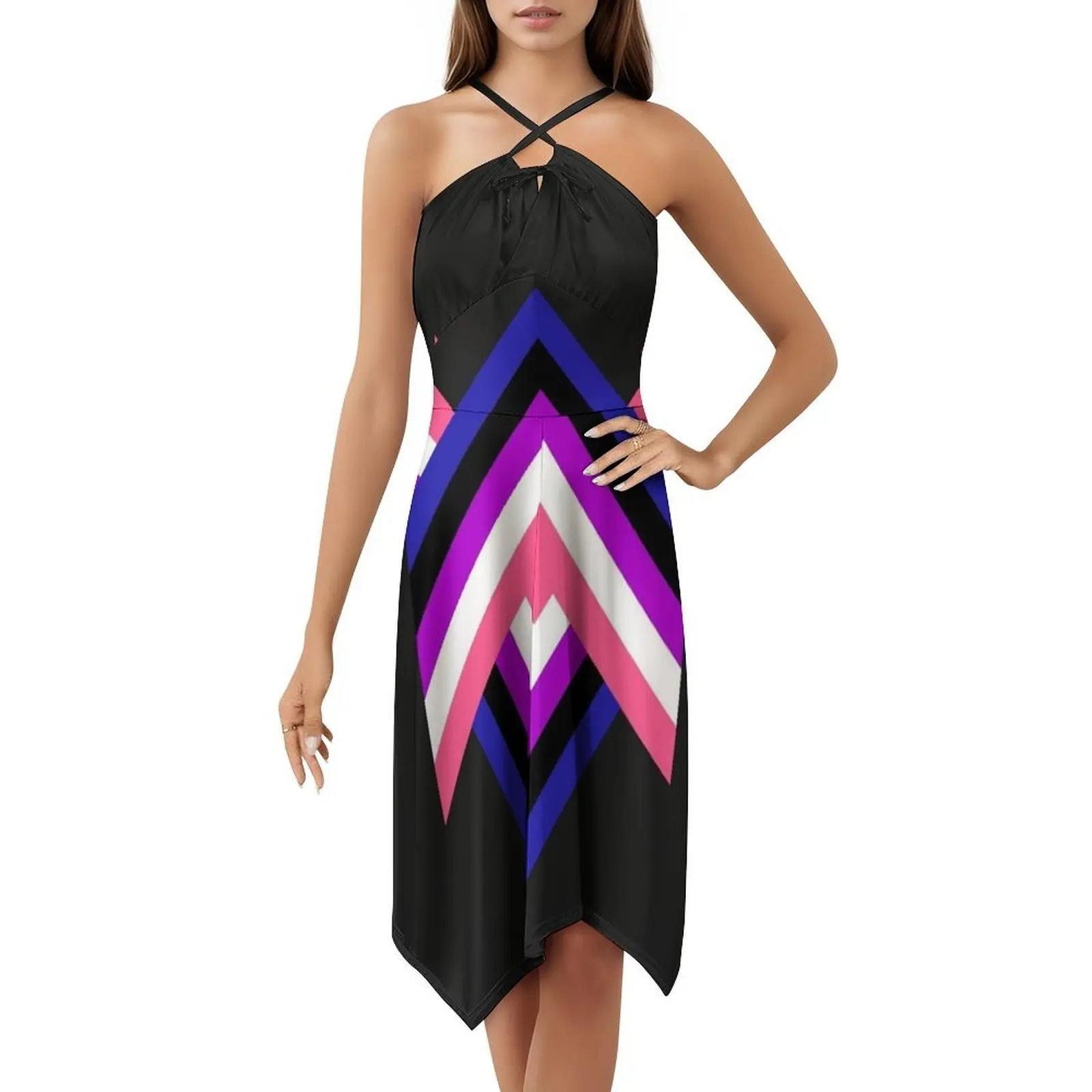 فستان مثير للإجازات بعلم Genderfluid للنساء على الشاطئ وحفلات أعياد الميلاد فستان قصير من Genderfluid سائل الجنس Lgbtq فخر