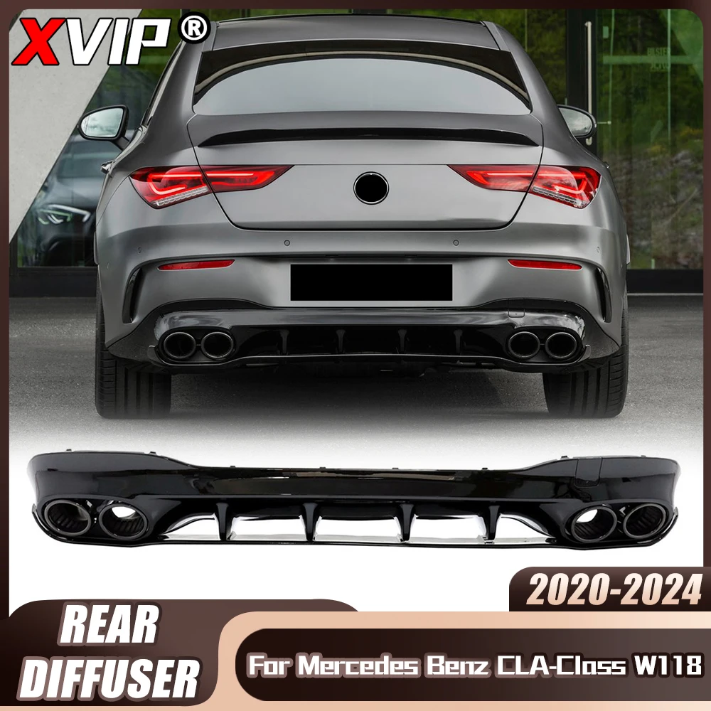 

XVIP диффузоры для заднего бампера Mercedes Benz CLA-Class W118 CLA35 CLA45 AMG 2020-2024 глянцевая черная выхлопная труба автомобильные аксессуары