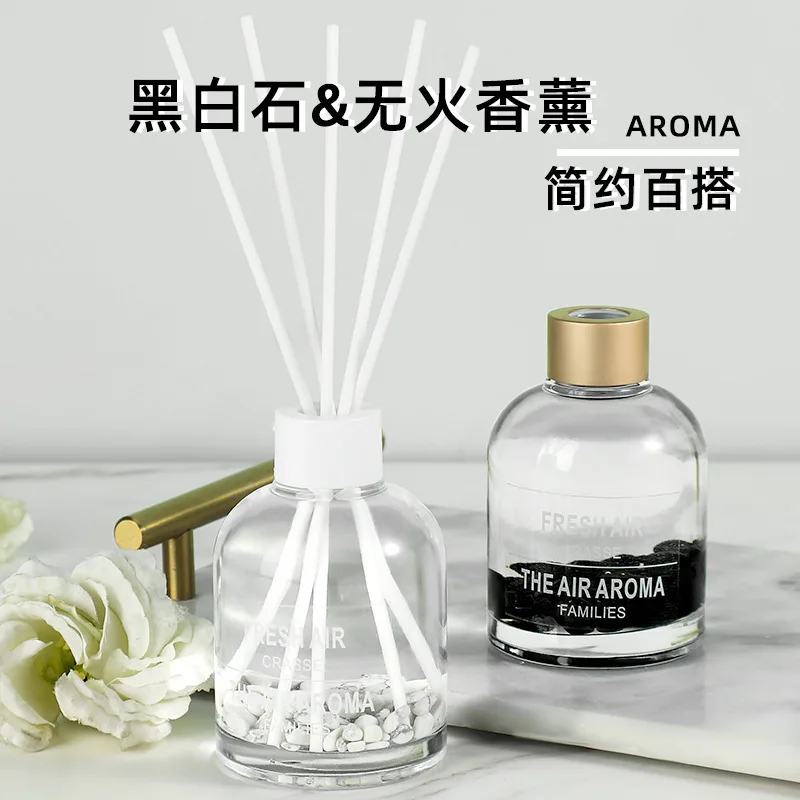150ml Black White Stones Flameless Reed Diffuser Oils, 4 Scents Aromatherapy Oils for Home/Office Fragrance Air Freshener Decor