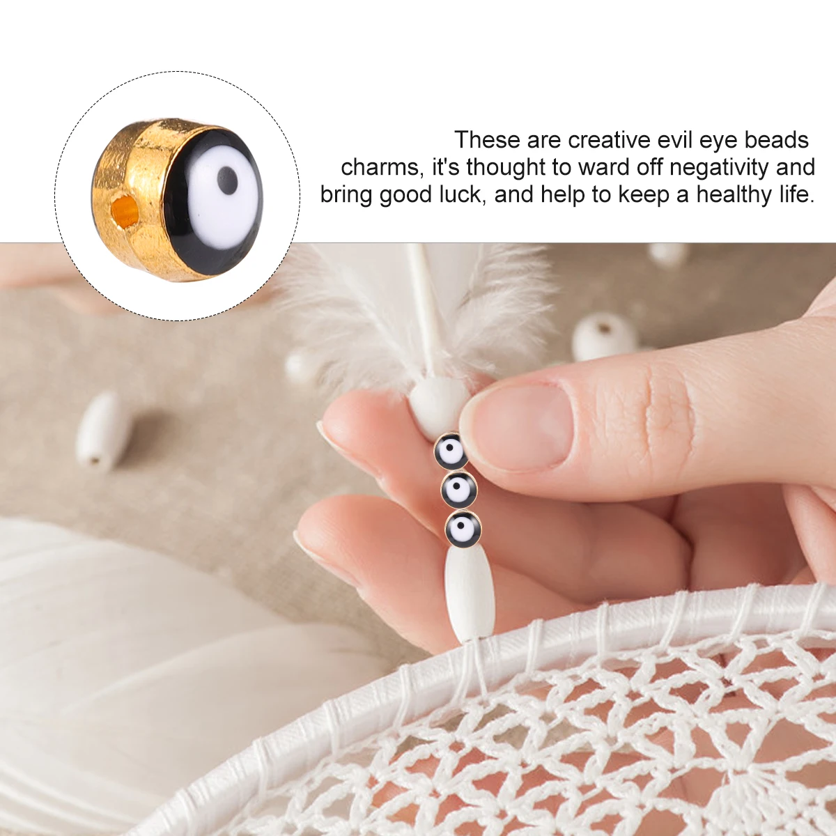 

100 Pcs Evil Eyeball Bracelet Jewelry Making Bead DIY Halloween Scary Eyes Beads Charms Alloy