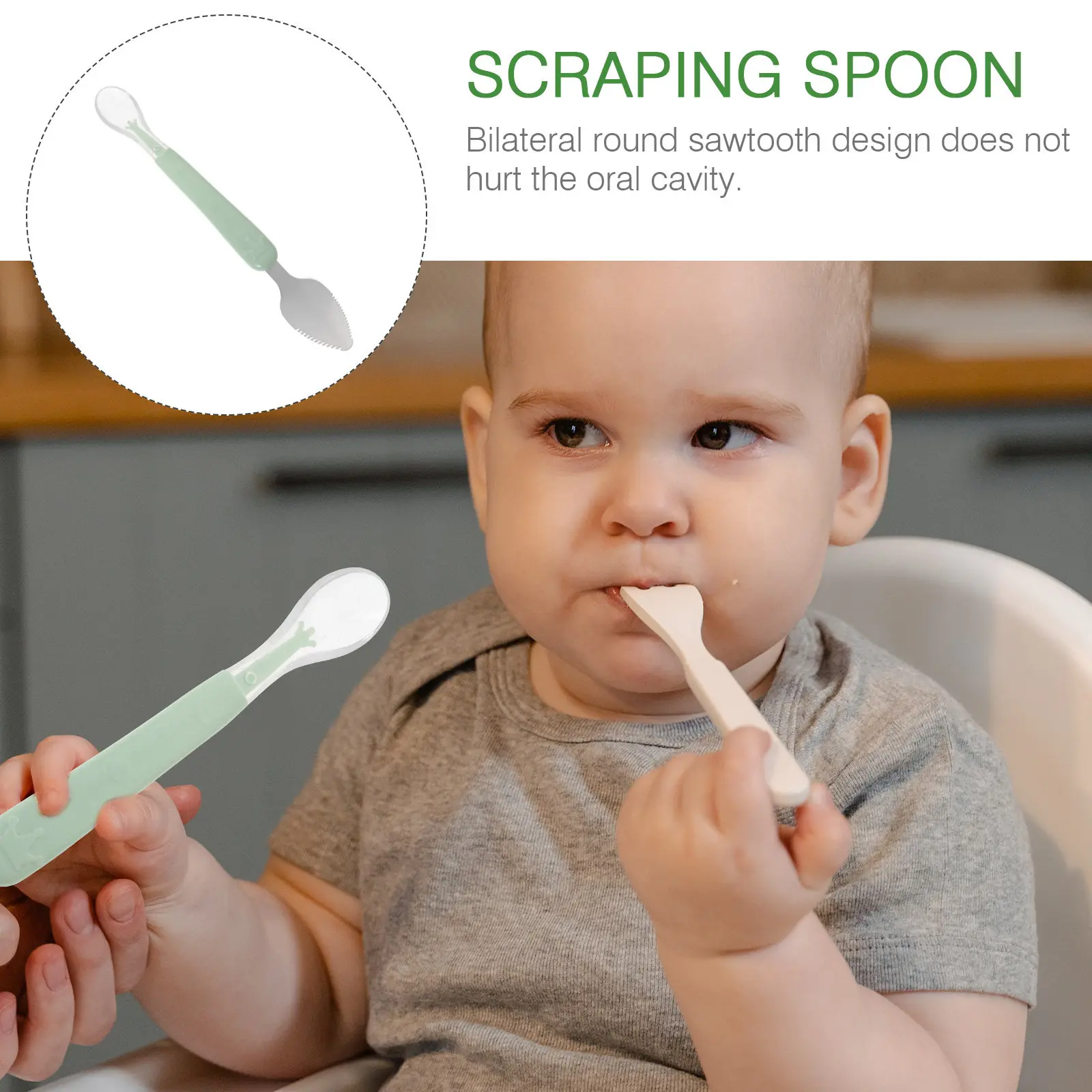 

Fruit Scooper Spoon for Baby Anti Slip Handle Scraping Spoon for Baby Food Safe Silicone Material Dishwasher Safe