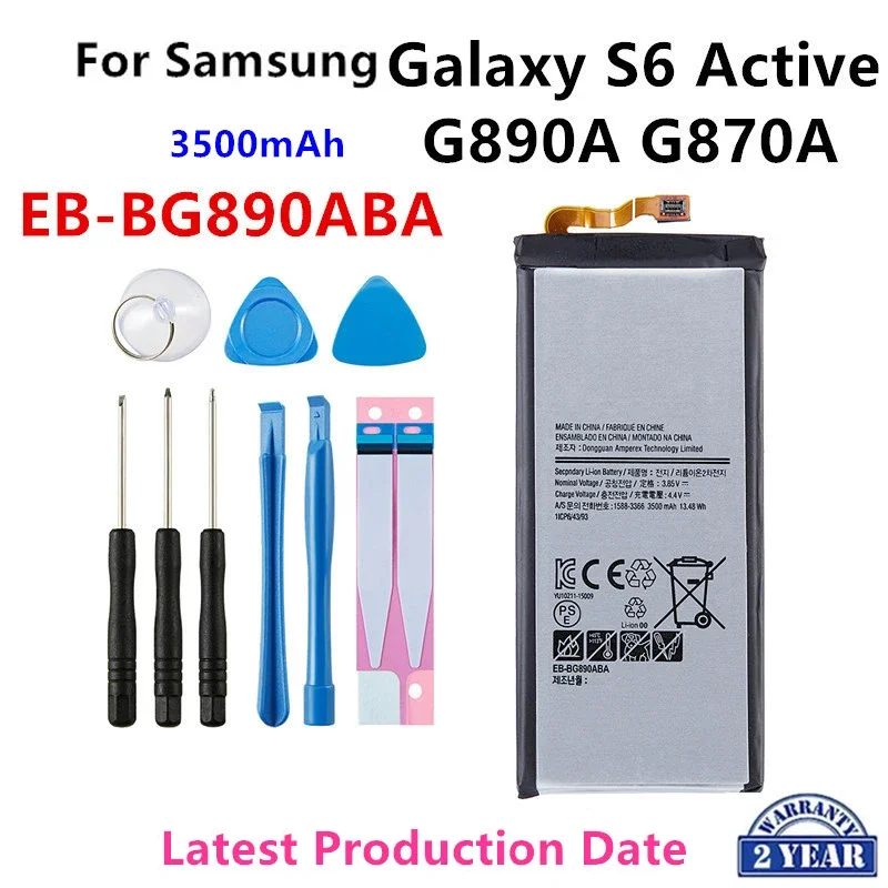 

Brand New EB-BG890ABA Replacement 3500mAh Battery For Samsung Galaxy S6 Active G890A G870A Mobile Phone Batteries+Tools