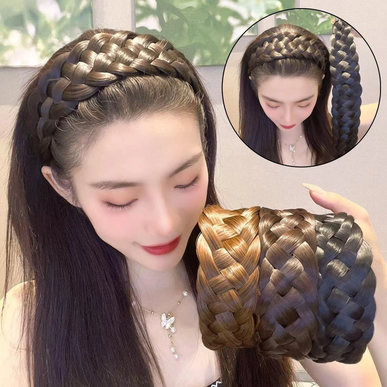 

Fashion Women Wide Wig Twist Braided Hair Bands Non-slip Braids Hair Accessories Women Fashion Wig Headband Headwear Accessories