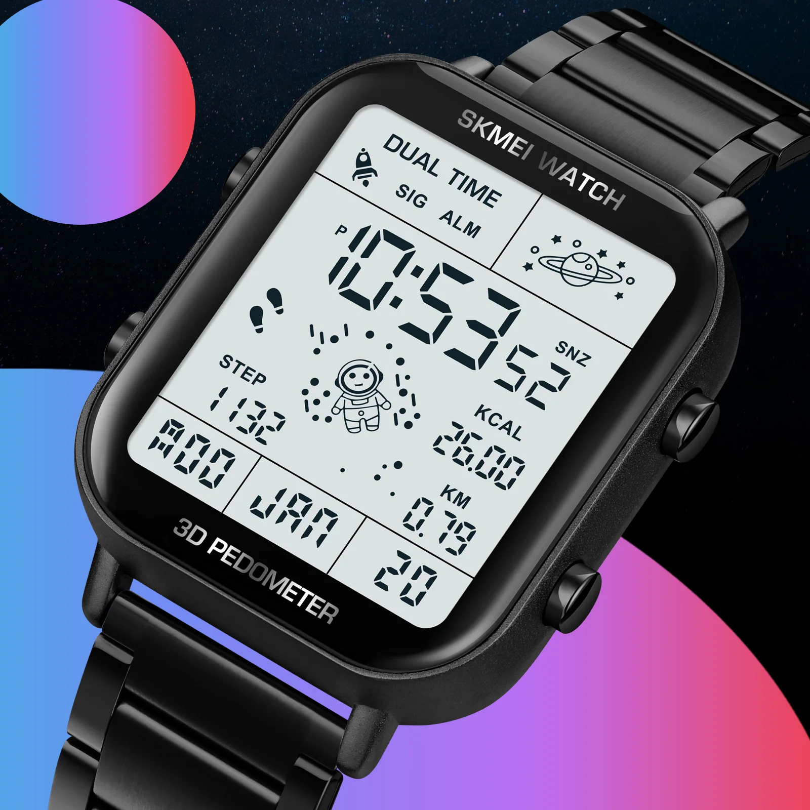 Skmei 1888  Calendar Clock Reloj Hombre Sport Pedometer Calorie Calculation Digital Watches  Men Stopwatch Countdown Wristwatch