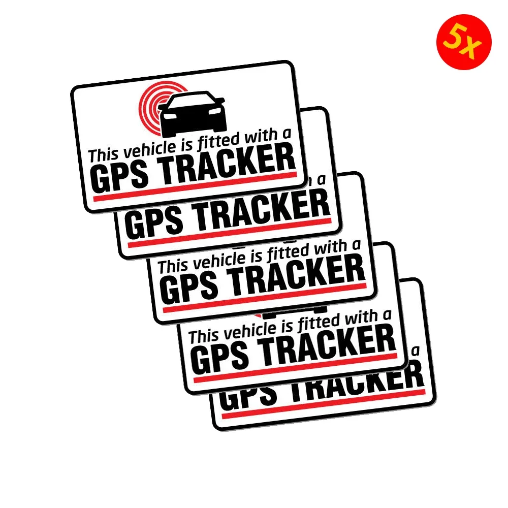 Pack of 5 80mmx50mm GPS Tracker Fitted Warning Sticker Decal Safety Sign Car Vinyl