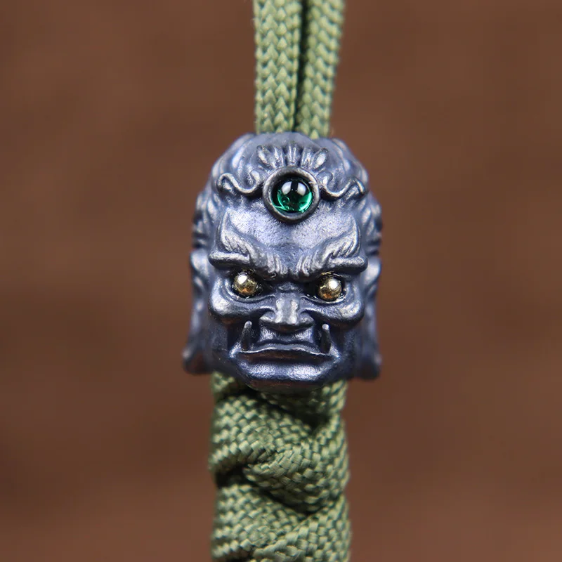 Brass Fudo Buddha Head Sculpture EDC Knife Beads Jewelry DIY Paracord Woven Lanyard Charms Accessories Outdoor Tool Decorations image 2
