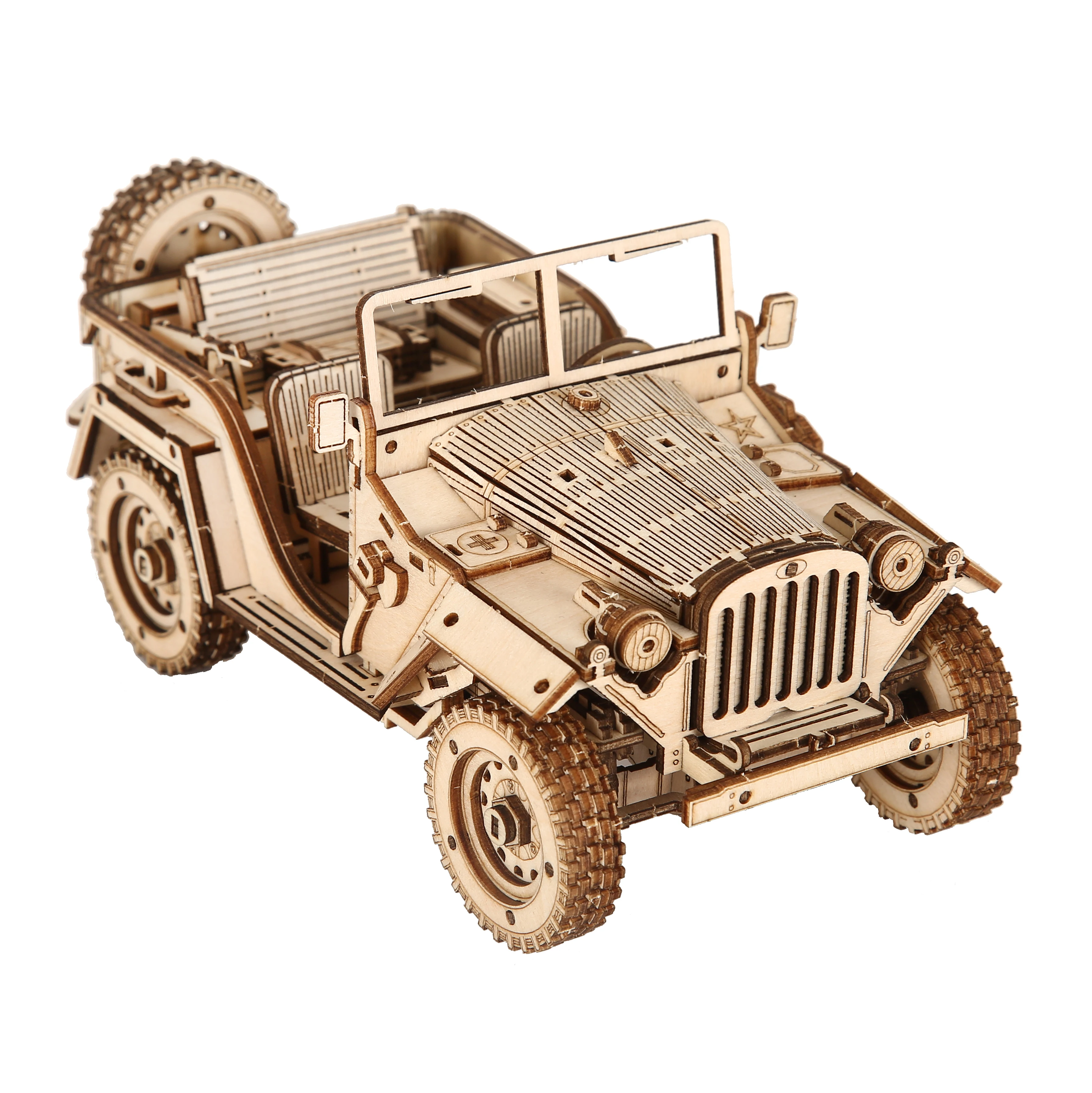 Jeep modèle puzzle 3D en bois, kits de construction de nuits, jouet à assembler soi-même, cadeau d'anniversaire pour enfants et adultes, décoration d'intérieur