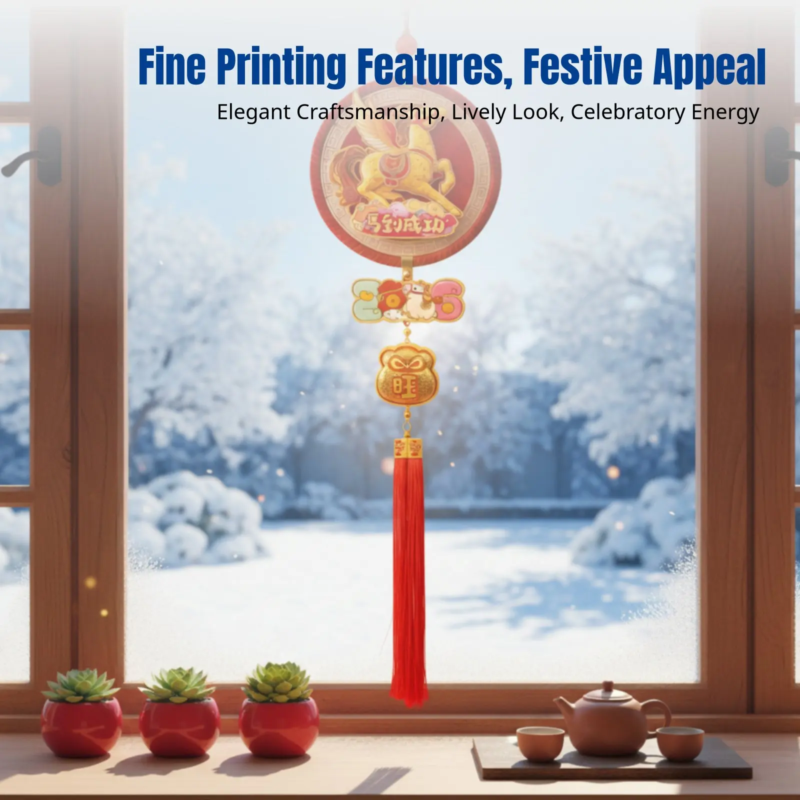 

2026 Horse Year Decoration, Red & Gold Jacquard, Auspicious Fu Character, Seasonal Holiday Home Decor, Door Hanging, Chinese