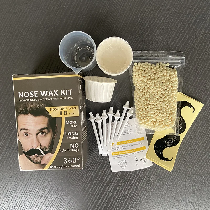 

Nose Wax Kit Waxbean Portable Quick Painless Nose Hair Removal Set Paper-Free Cleaning Waxing Beans Clipper for Man and Women