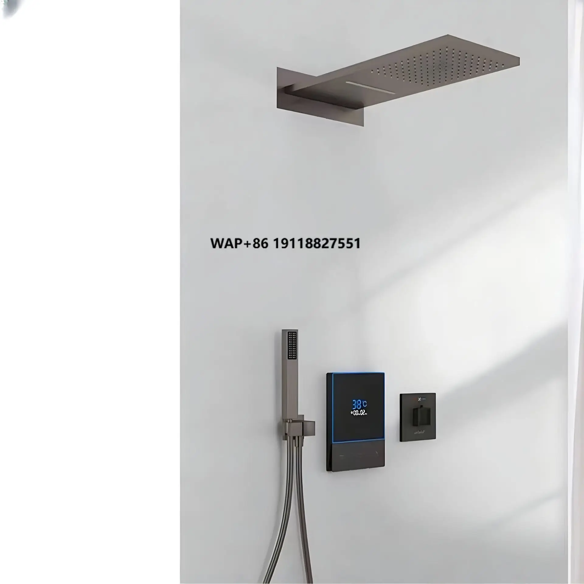 

5 Way 2-Mode Big Rainfall Head Thermostatic Bath Shower System Faucet Mixer Tap Polished Chrome Black Finish Soft Shower Set