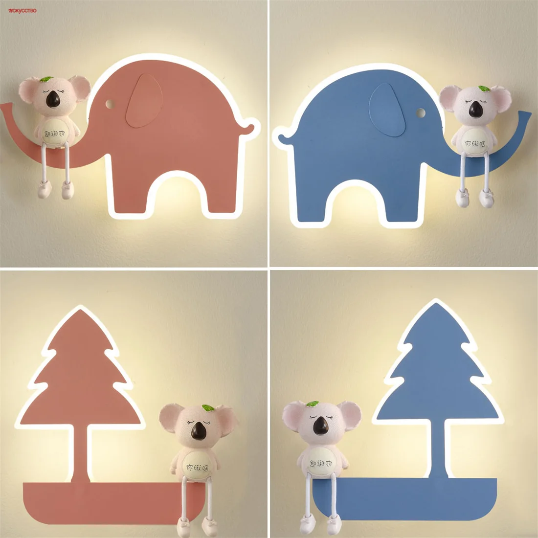 

Nordic Minimalism Pink Blue Elephant Cartoon Wall Lamp Parent Child Paradise Classroom Decorative Led Lights Corridor Sconce