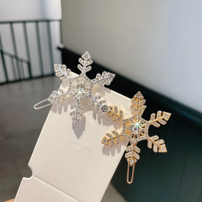 Simple snowflake hairpin, cool style, side-pressed hair clip on the back of the head, personalized hair accessory for women