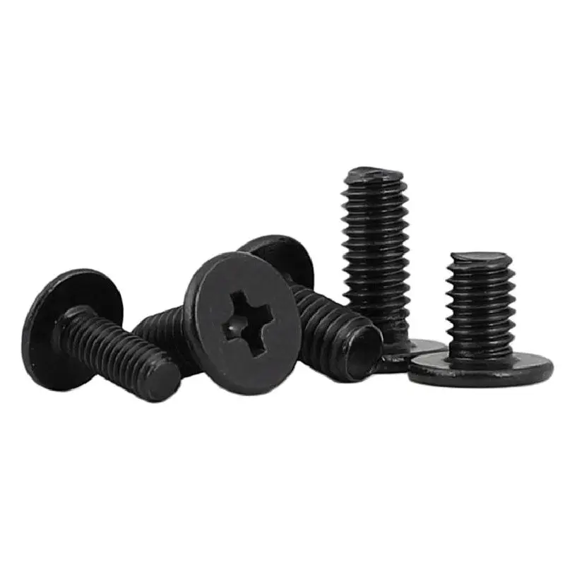 Vis cruciforme en acier inoxydable au carbone noir, plaquette plate ultra fine, 2,2 cruciforme, accessoire pour ordinateur portable, M2.5, 10 pièces, 50 pièces, 100 pièces