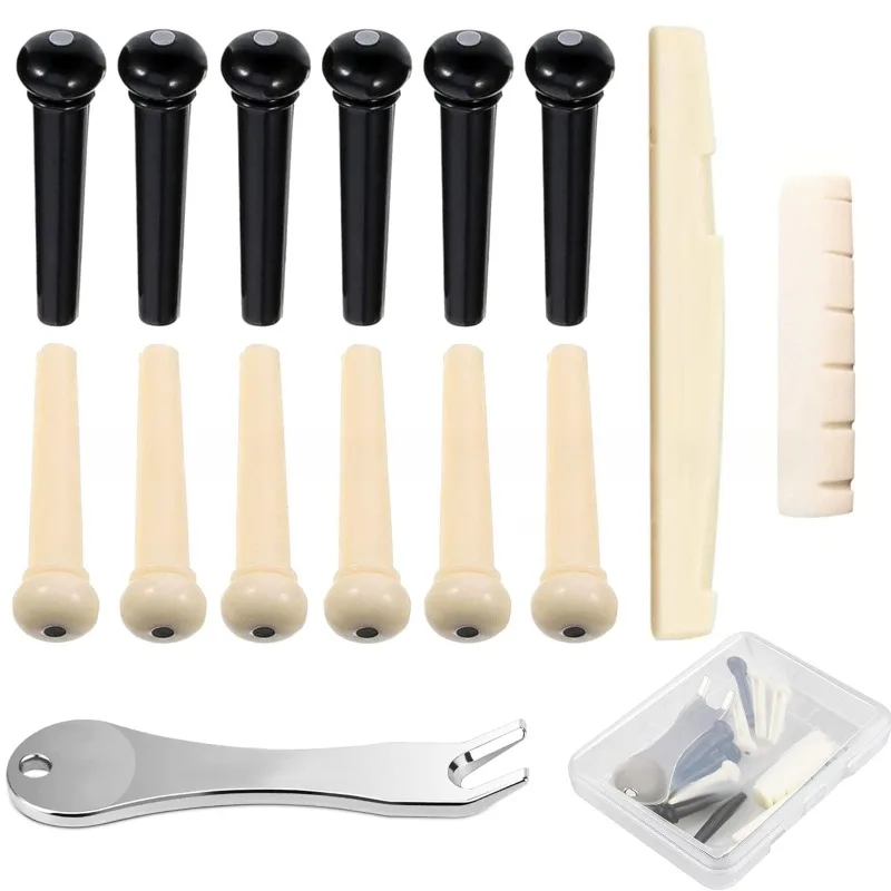 12 pines de puente de guitarra acústica, afinación fija, rendimiento duradero de cordal, juego de instrumentos para uñas de cuerdas escolares, instrumento musical