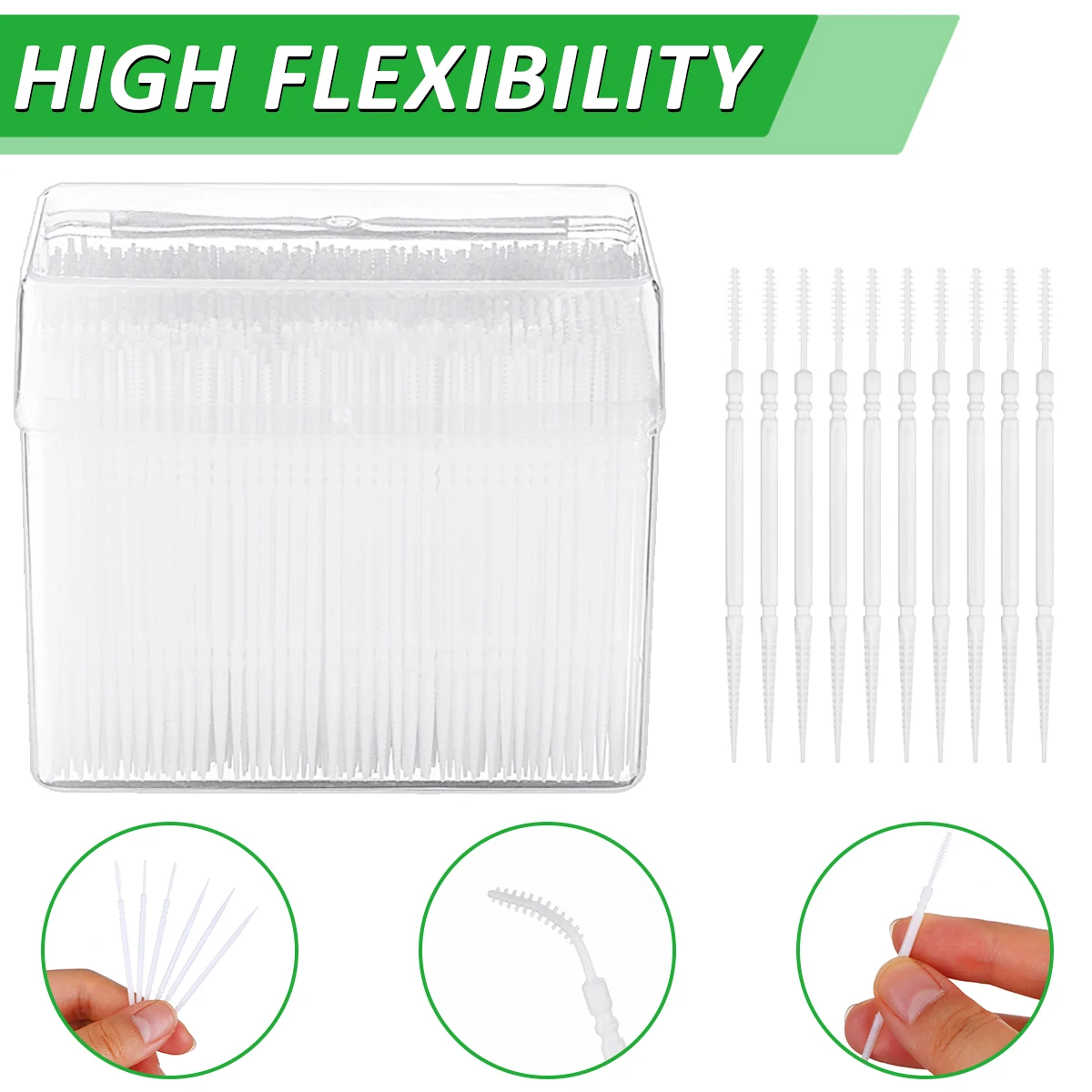 Double-Headed Flosser Toothpicks, Escova Interdental Descartável, Dental Floss Pick, Higiene de Limpeza Oral, Dentes Care Sticks, 1100Pcs