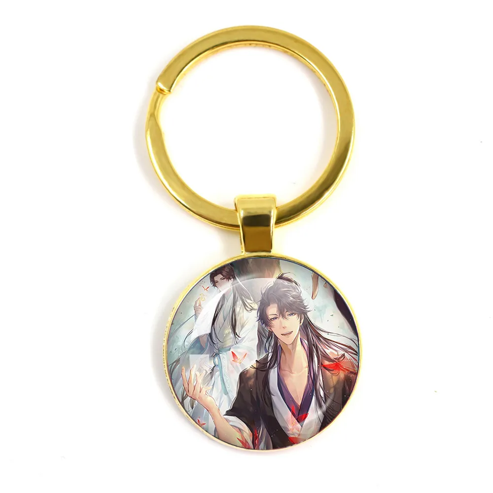 The Husky And His White Cat Shizun Anime Cosplay Keychain Chu Wanning Mo Ran Glass Cabochon Pendant Keychain Gifts To Friends