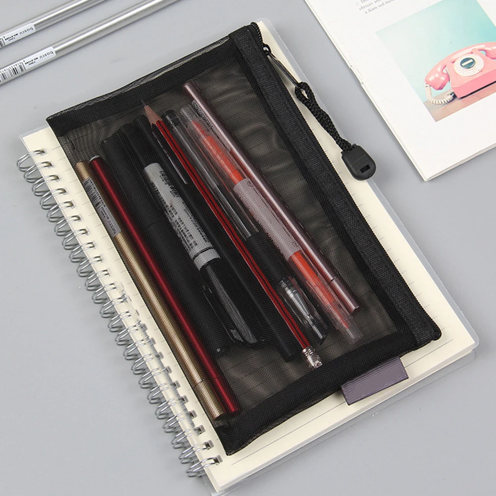 

3Pcs Pencil Bag Large Capacity Portable Zipper Organizer for School Office Kids Artists Multi-Use Mesh Pen Stationery Pouch