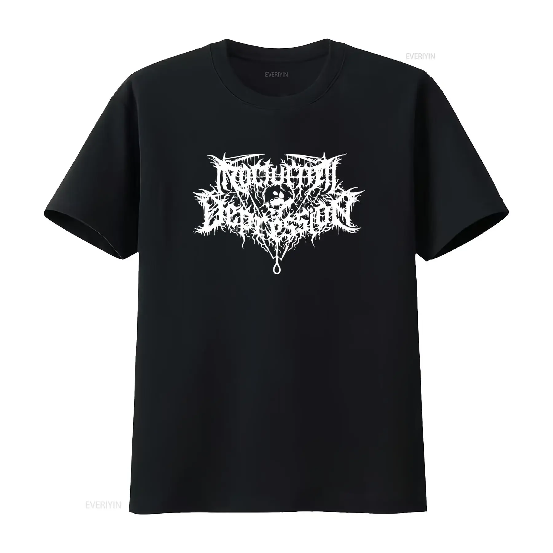 Nocturnal Depression Black Metal Band Logo Print T Shirt for Men Gothic Style  vintage Washed graphic Stretched homme