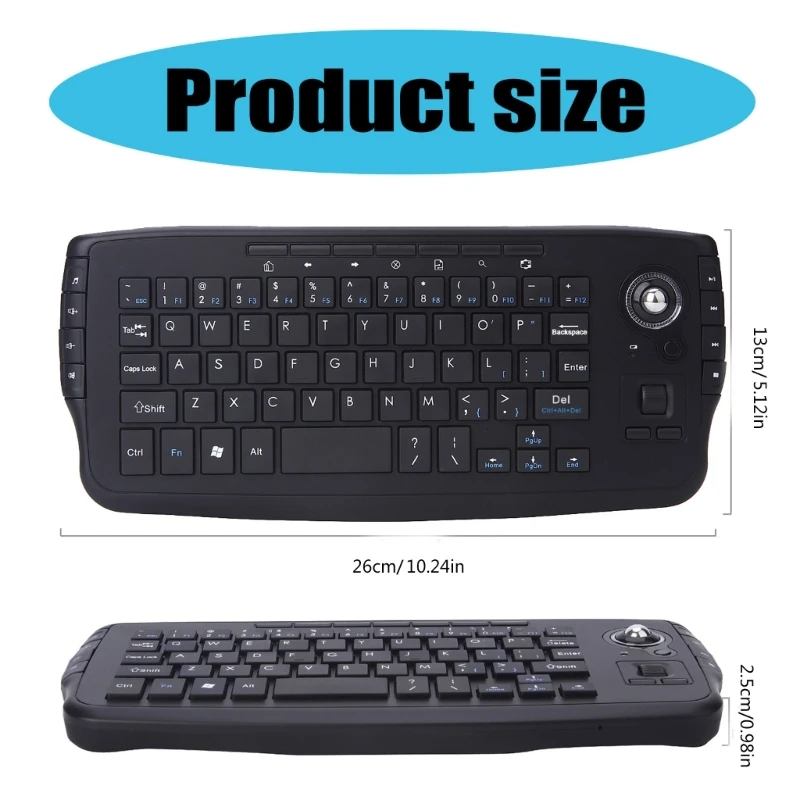 2.4G Wireless Keyboard with Trackball Mouse 2 in 1 for Computer Entertainments