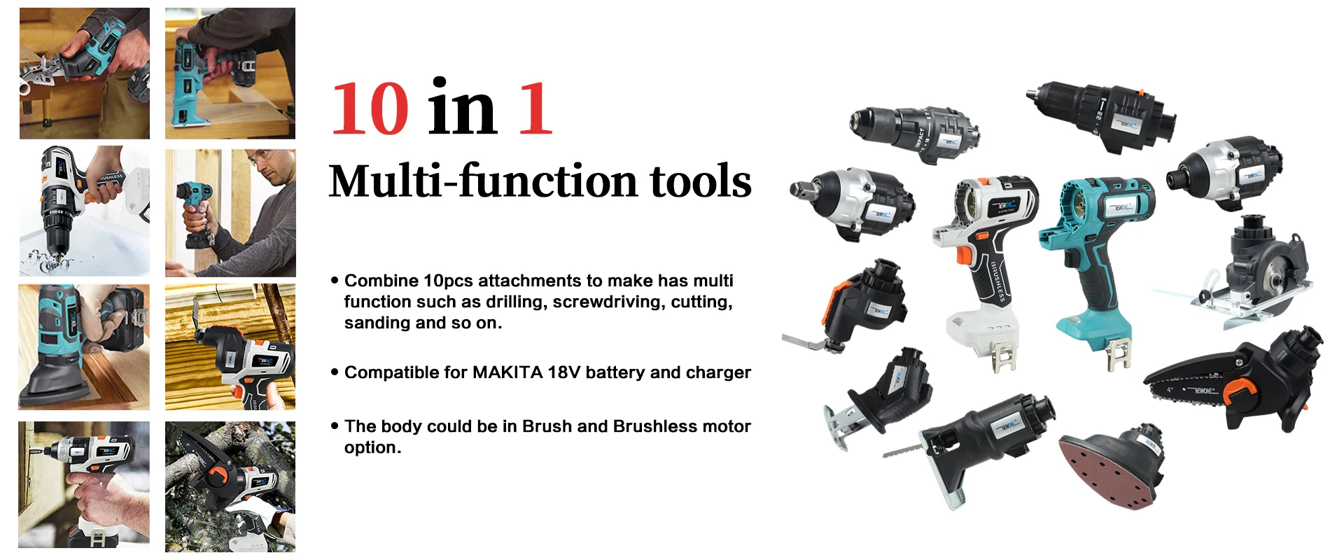 NEWONE 15-in-1‘ s Drill Reciprocating SAW Oscillating Tool driver Circular Saw Chainsaw Single Part/attachment, not combo kit