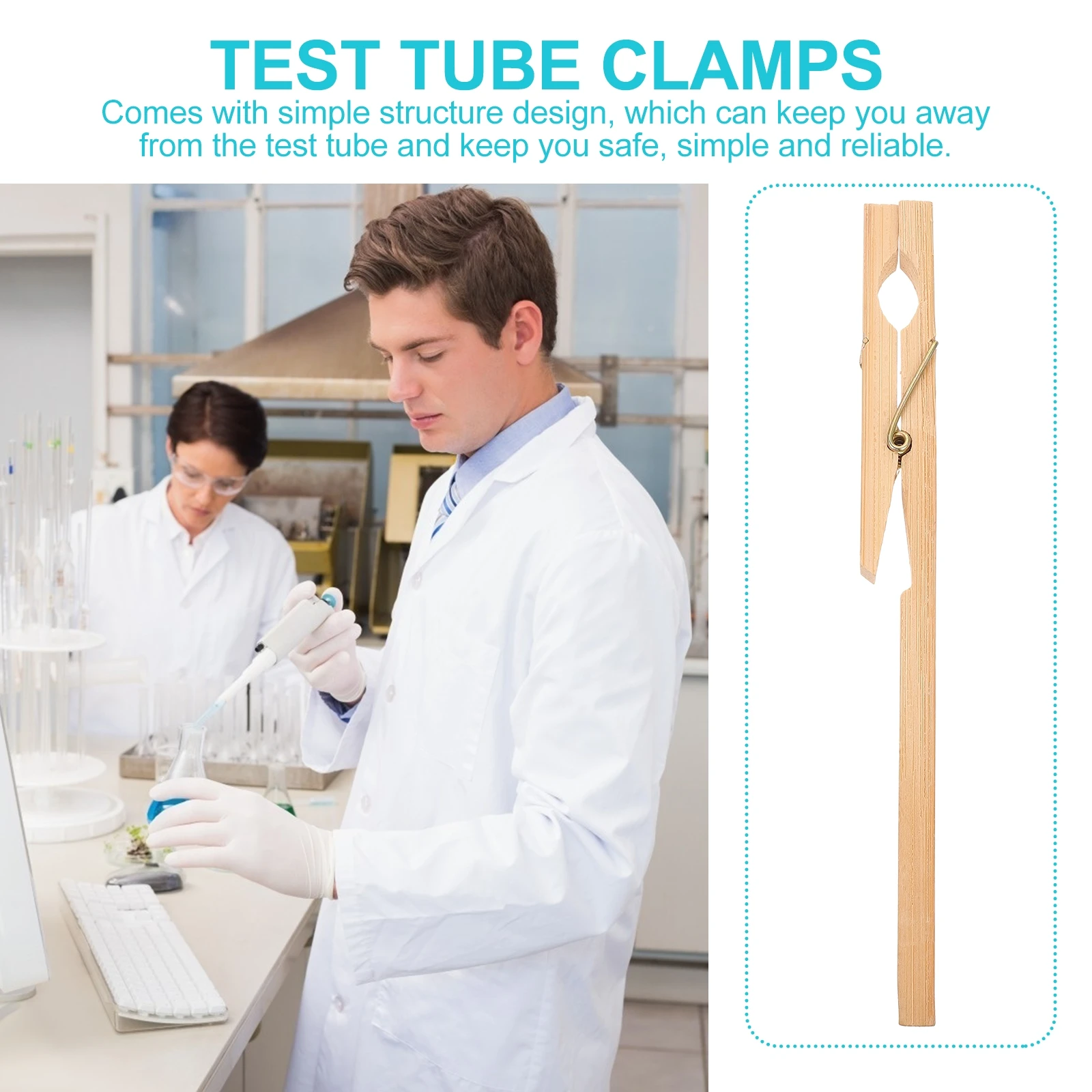 

12 Pcs Test Tube Clamps Clips Wooden Reliable Lab Clips For Test Tube School Experiment Supplies Teaching Equipment