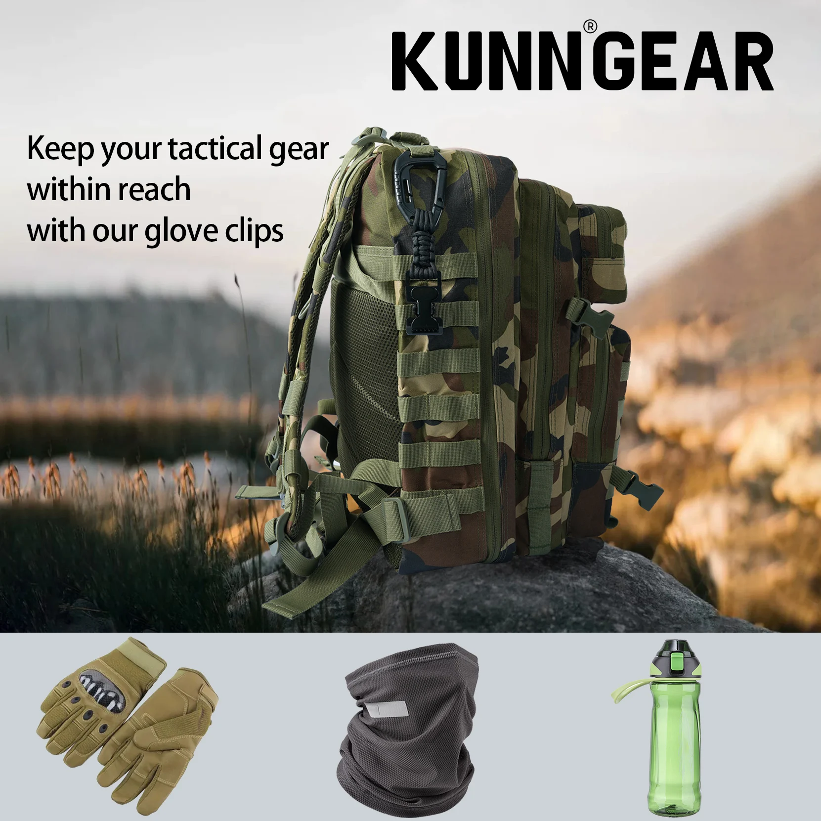 Glove Clips with Plastic Carabiner and Paracord, Metal Clips for Heavy Duty Gloves, with Key Ring for Tactical Backpack