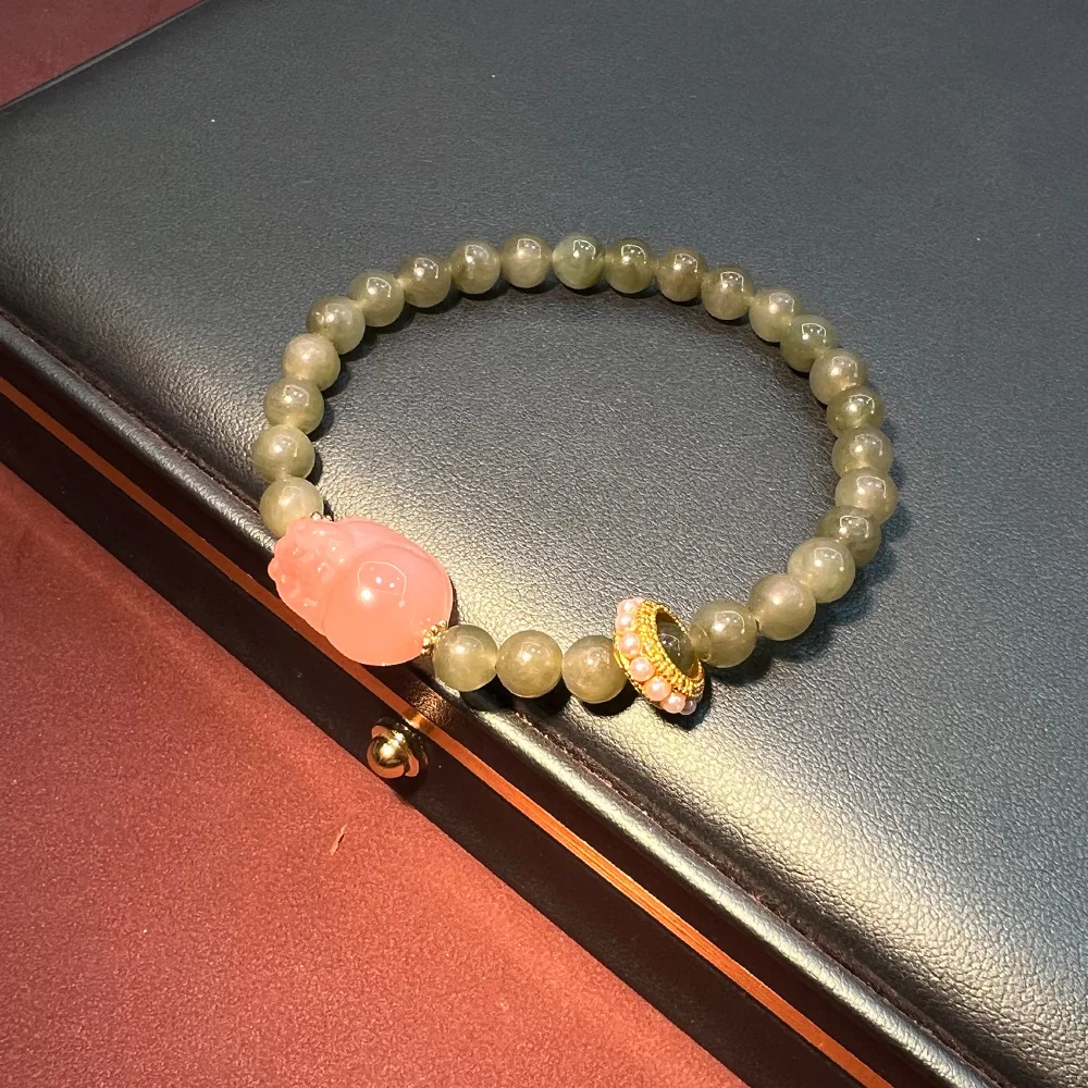 Bracelet natural green tiger eye jadeite yellow amethyst transfer fairy energy powder crystal peach blossom stacked wearing safe