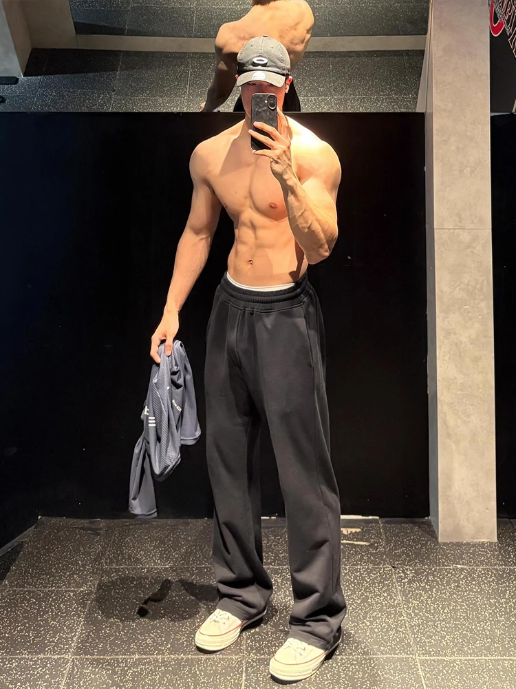 

Спортивные спортивные штаны American Fitn с глубокими глазами, мужские повседневные брюки с тяжелой драпировкой, брюки с ножом Cleanfit, осень-зима