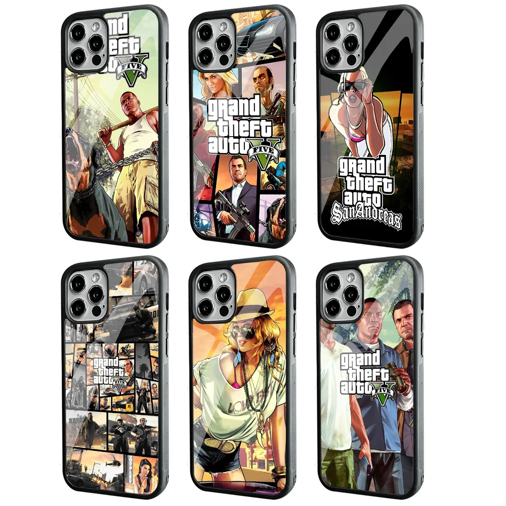 

Rockstar Gta 5 Phone Case For IPhone 11 12 13 14 15 Plus Pro Max Mirror Acrylic PC TPU Cover