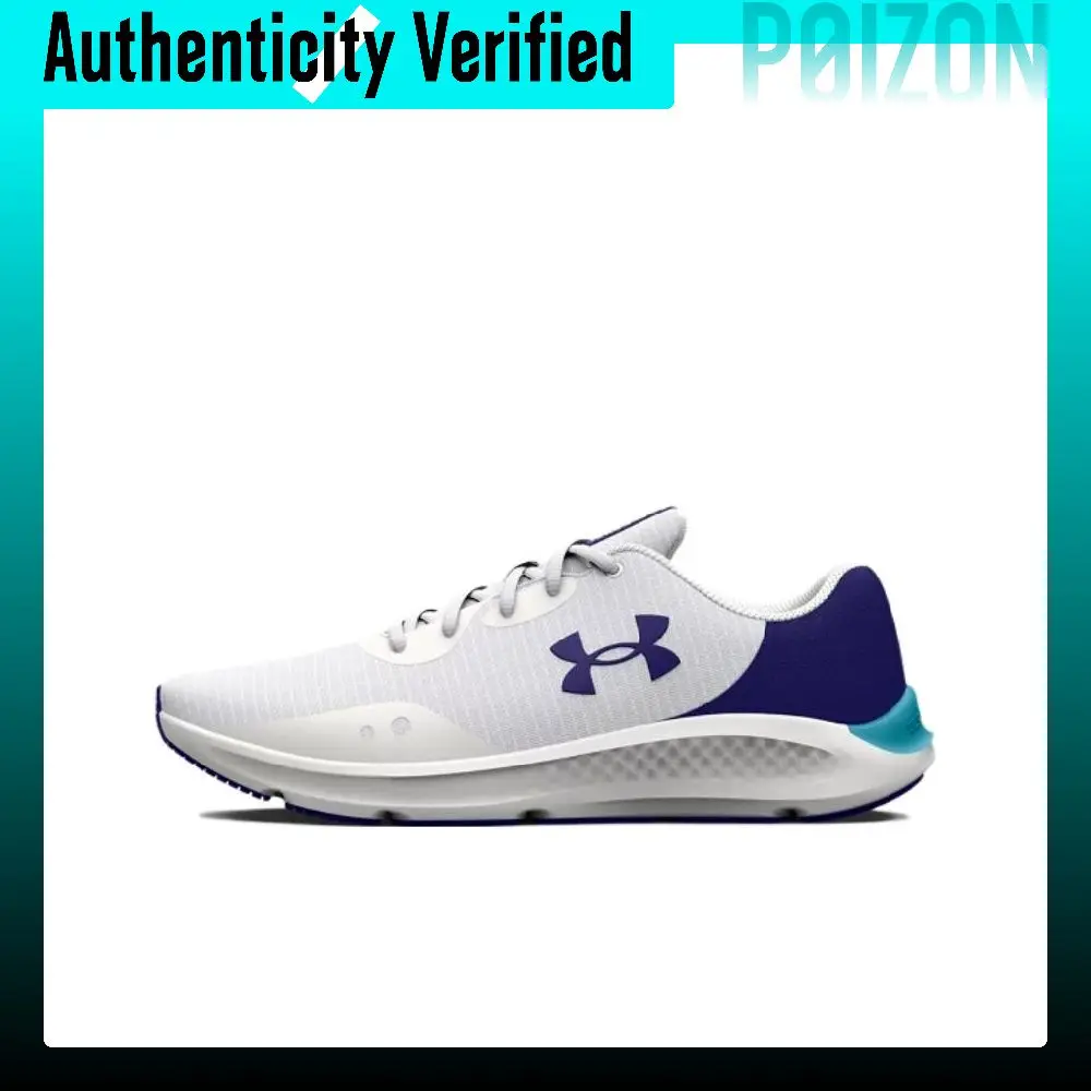 Under Armour Charged Pursuit 3 Comfortable Abrasion Resistant Low top Running Shoes Men's White Blue 3025424-103