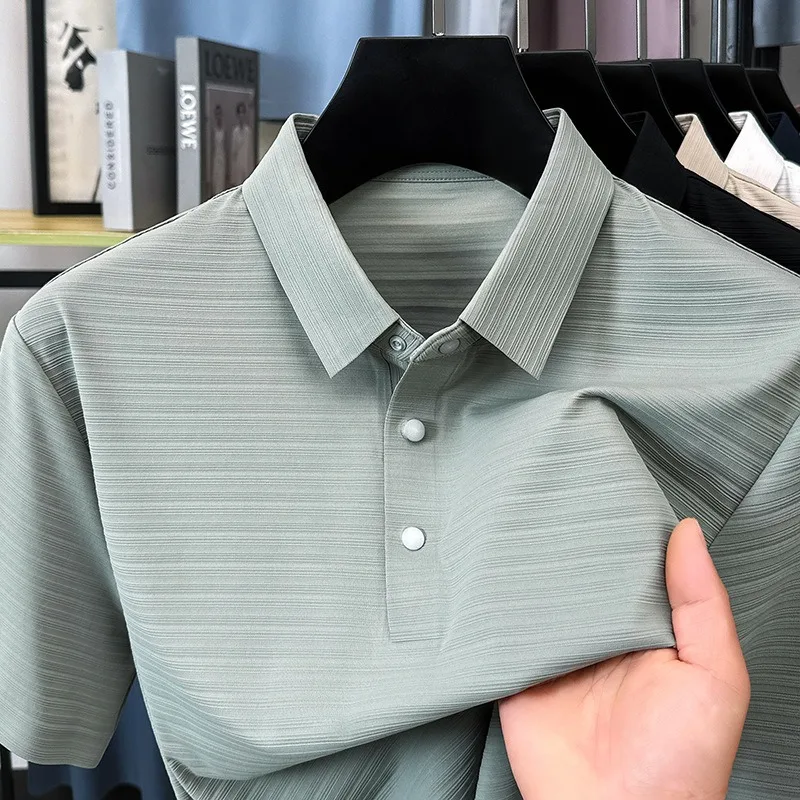 Customized Men's High End T-shirts Business Leisure Golf Polo Shirts Cool Feel Non Iron Anti-UV Luxury Quality Antibiosis Tshirt