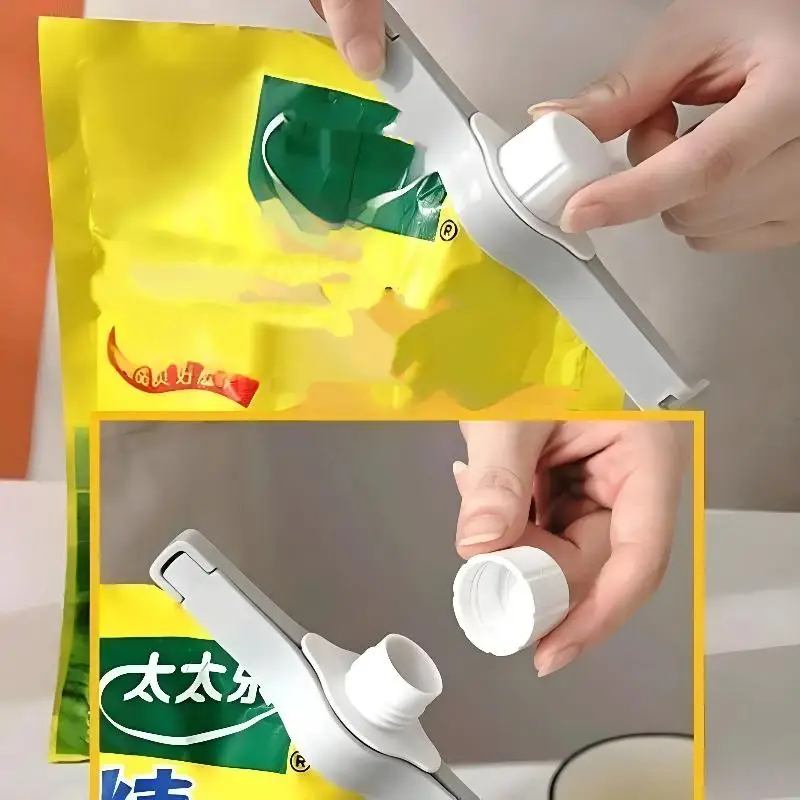 4/8 Stück Lebensmittel-Aufbewahrungsclips, robuste Kunststoff-Verschlussklammer für Snackpapier, Plastiktüten, Frischhalteverschluss mit Ausgießer – Detail 4