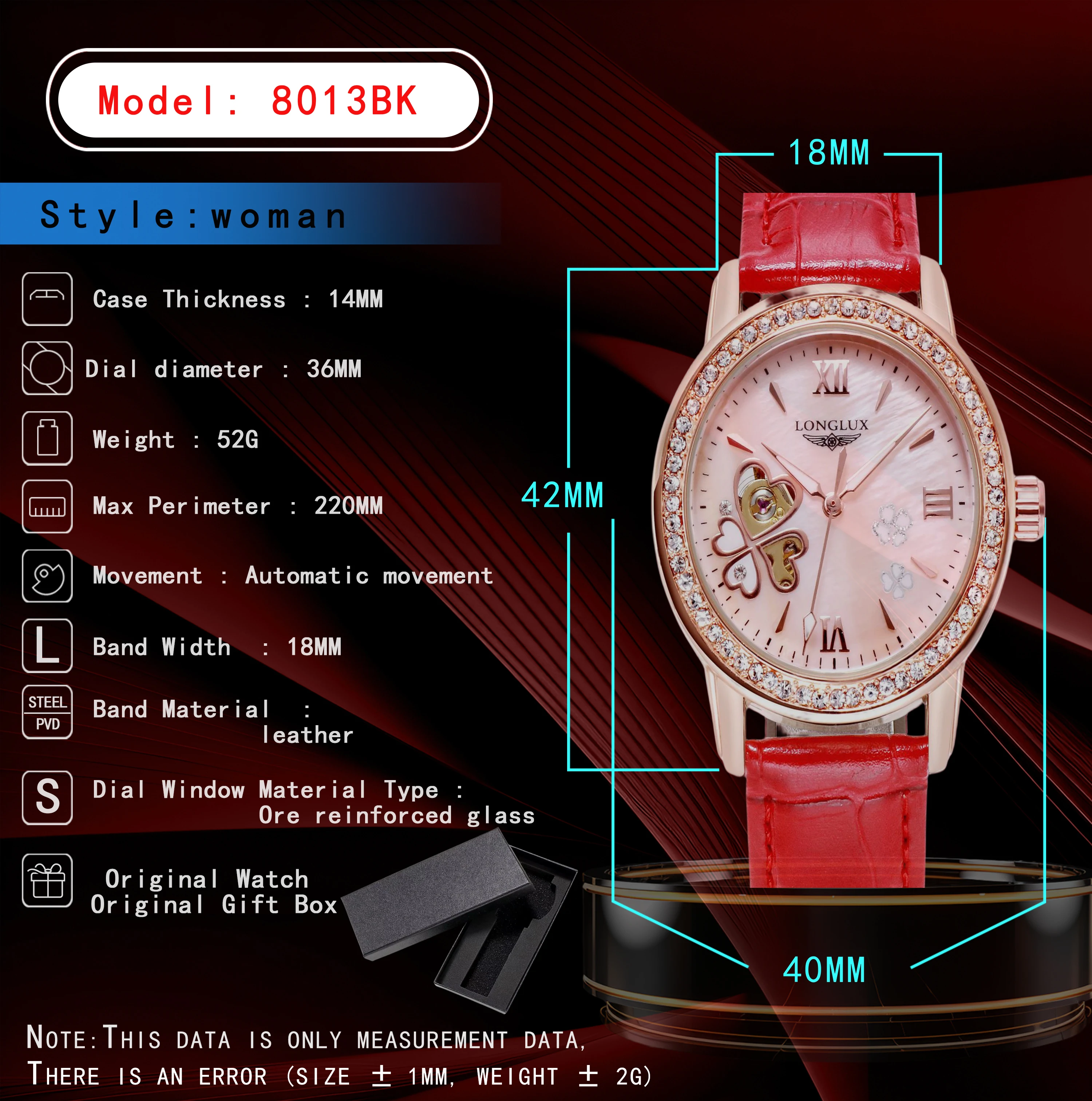 montre femme 2024 de luxe montre mécanique automatique femmeelegante elegante rose etanche cadeau anniversaire femme Longlux