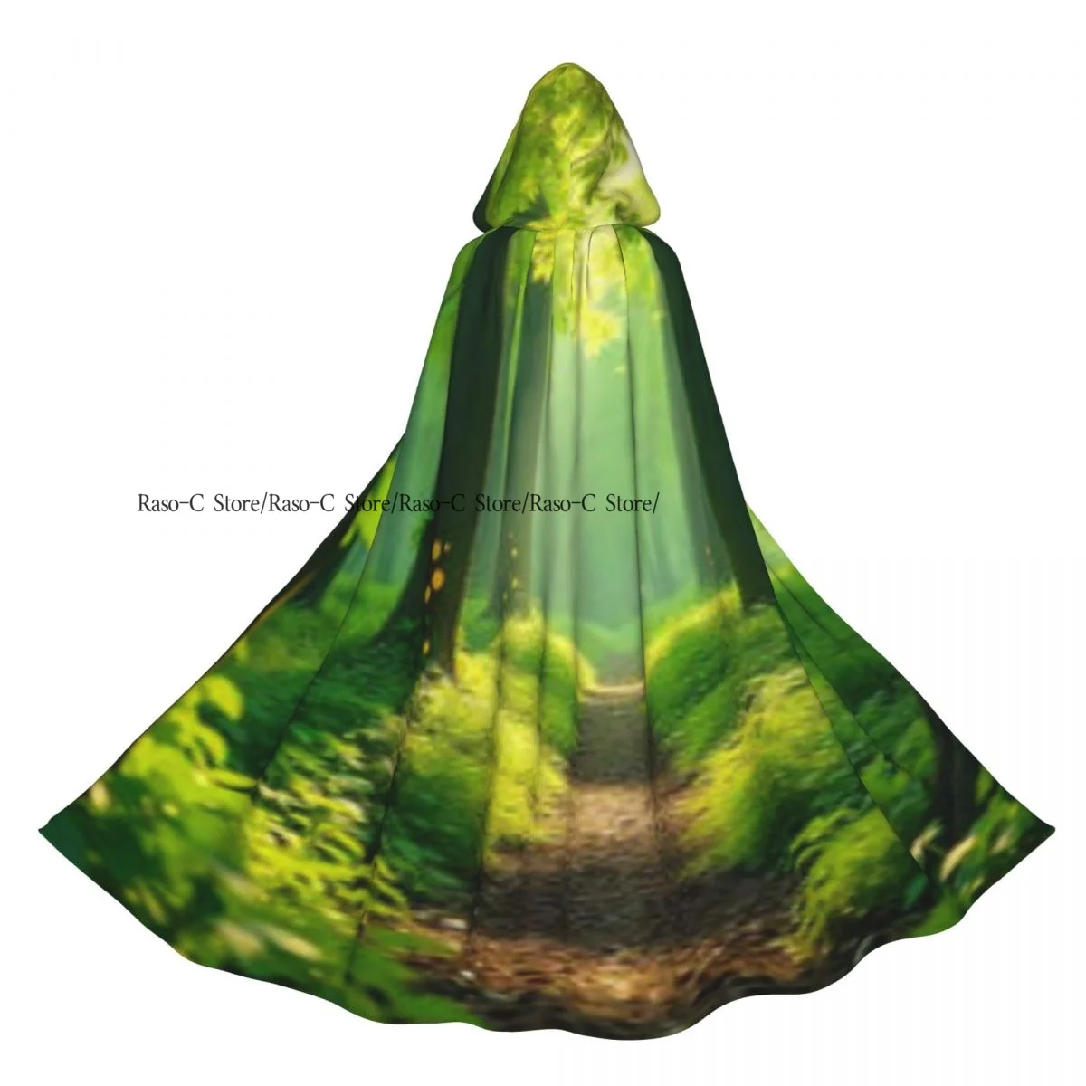 

Sunlit Path Through Forest Hooded Cloak Polyester Unisex Witch Cape Costume Accessory