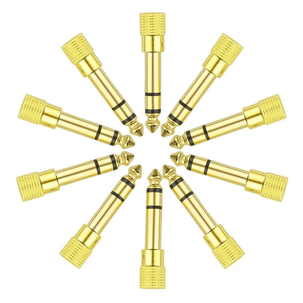 8Pcs Earphone Head Connector Plug 6.35 mm Male to 3.5mm Female Gold-Plated Copper Stereo Headphone Audio Jack