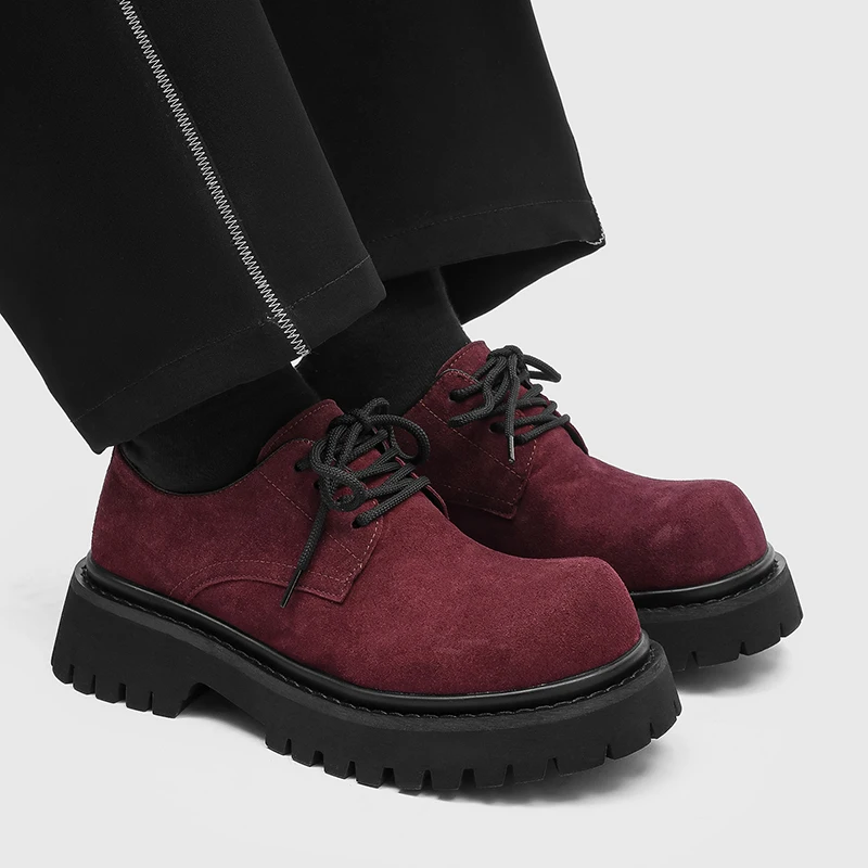 Men Derby Shoes Multi Colored Anti Suede British Lace Up Thick Soled Fashionable Big Toe Shoes Commuting Shoes Men Sizes 38-46
