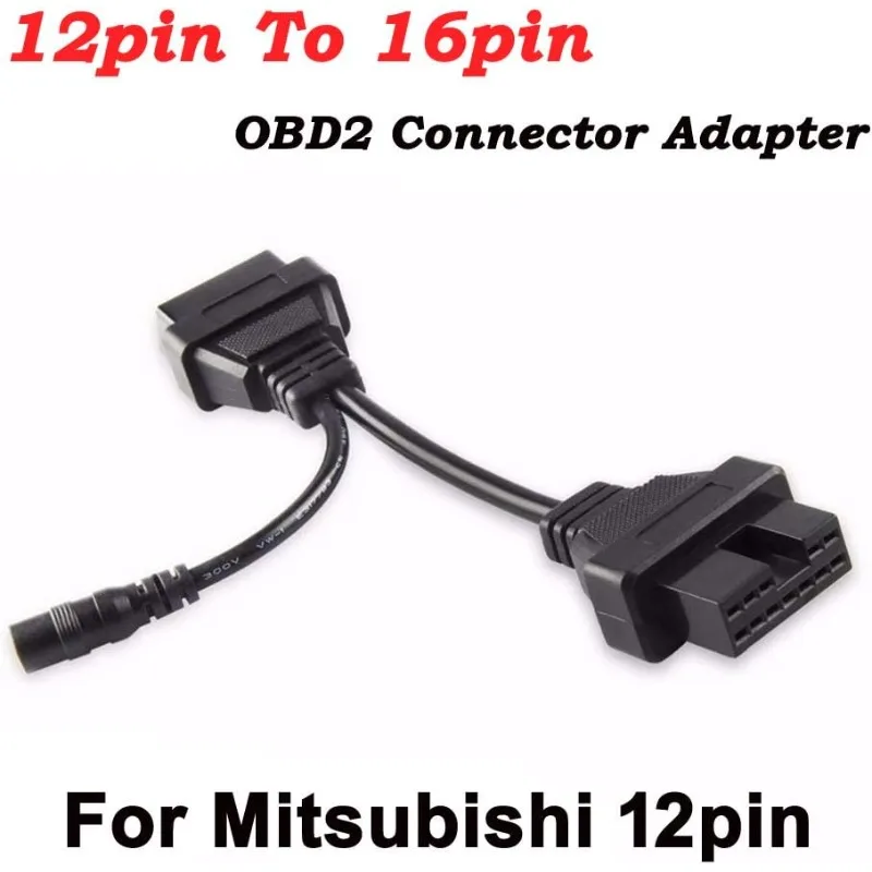 For Mitsubishi Hyundai 12 Pin To 16 Pin OBD2 Diagnostic Adapter Cable 12V 9W Male 12Pin Port To Female 16Pin OBDII Connector