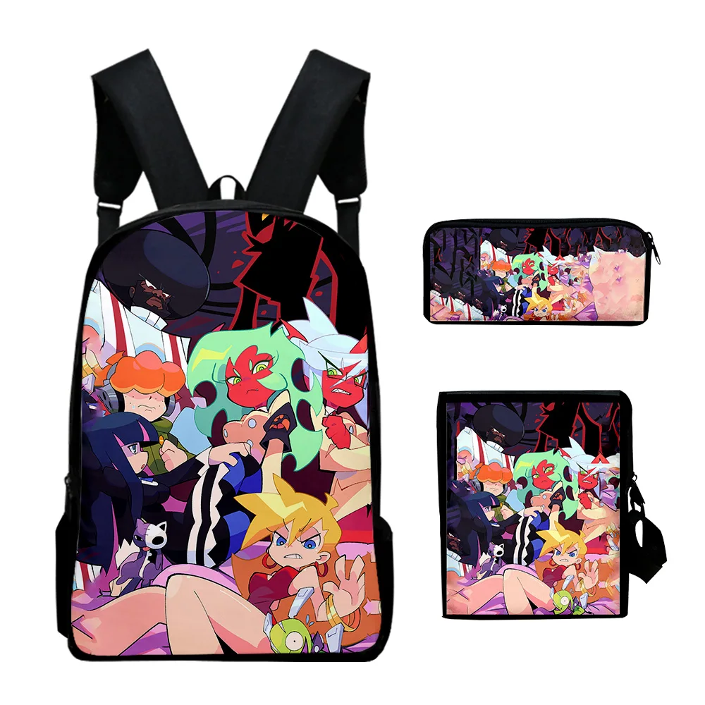 Panty and Stocking Anime 2024 New Cartoon Backpack 3 Pieces Sets Shoulder Bags Unisex Daypack Zipper Bag Unique Pencil Bag