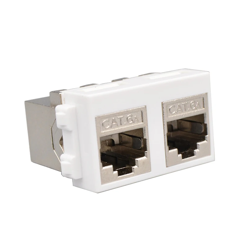 Double Female CAT6A RJ45 Shield Internet Plug Module Shielded 2 Ports CAT.6A Lan Socket Slot F/F Connector For 10GB Network