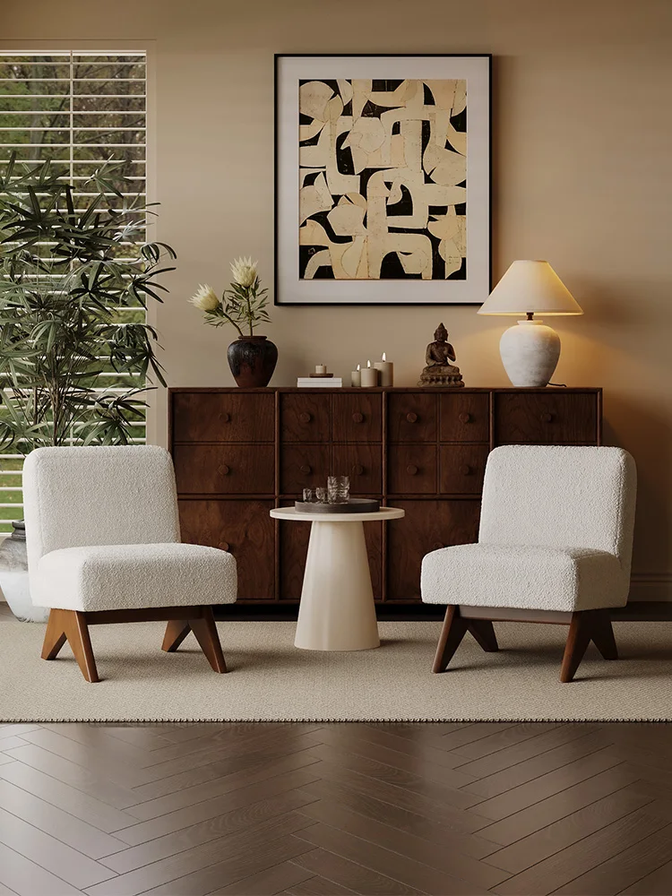

Chandigarh sofa chair armless designer living room solid wood single backrest retro casual chair